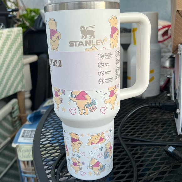 Stanley White Travel Mug with Winnie the Pooh 40 oz tumbler - Picture 3 of 4